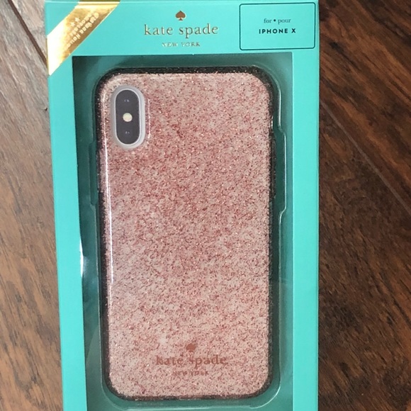 kate spade Accessories - Kate Spade IPhone X phone case, glitter rose gold!